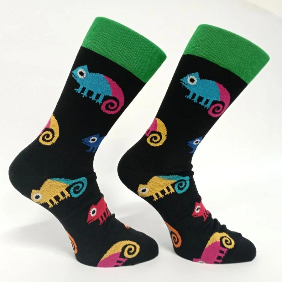 Barevné ponožky s chameleonem