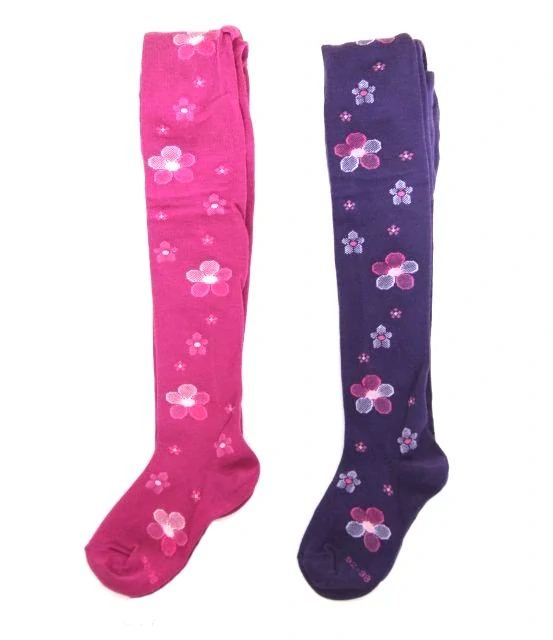 Bavlněné dívčí punčocháče s kytičkami