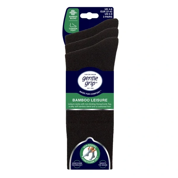 Pánské bambusové ponožky Gentle Grip s nesvíravým lemem – 3 páry