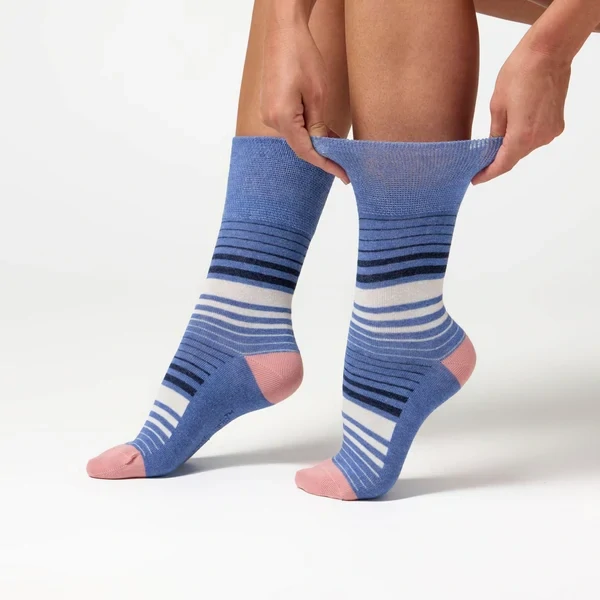 Dámské bavlněné ponožky Gentle Grip® PRUHY– 3 páry