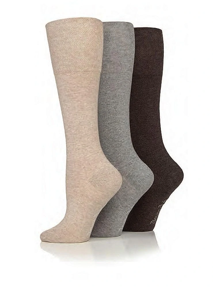 Dámské bavlněné podkolenky Gentle Grip Natural – 3 páry