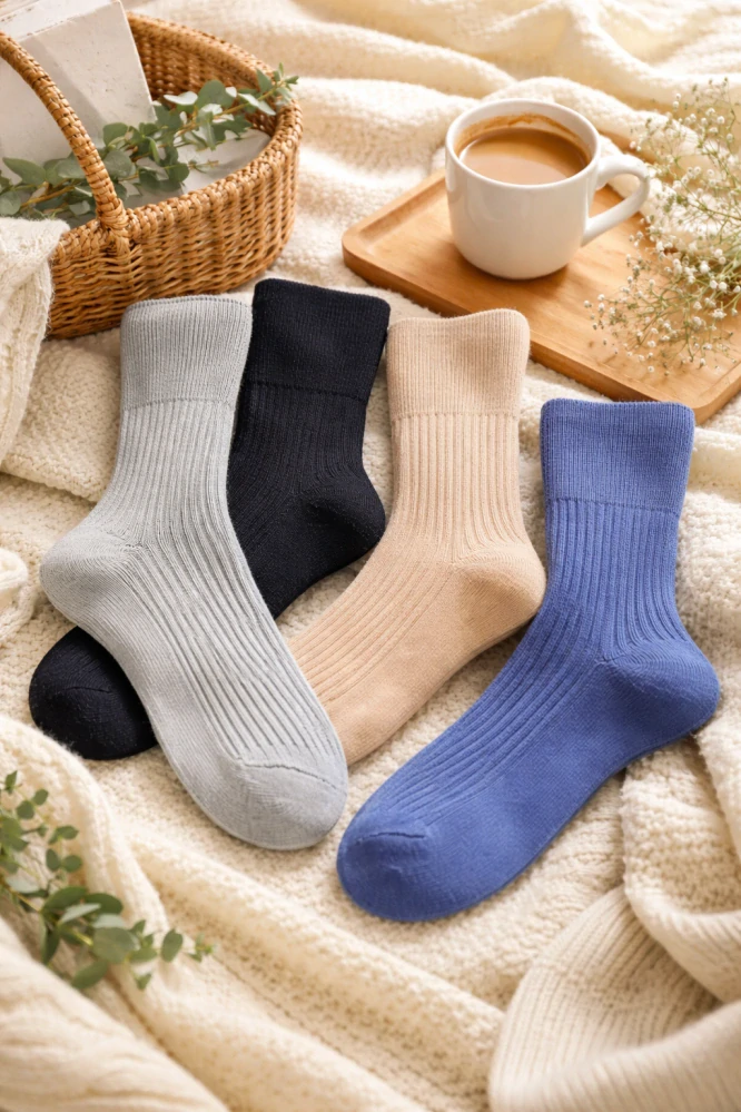 Dámské ponožky 100% bavlna s volným lemem