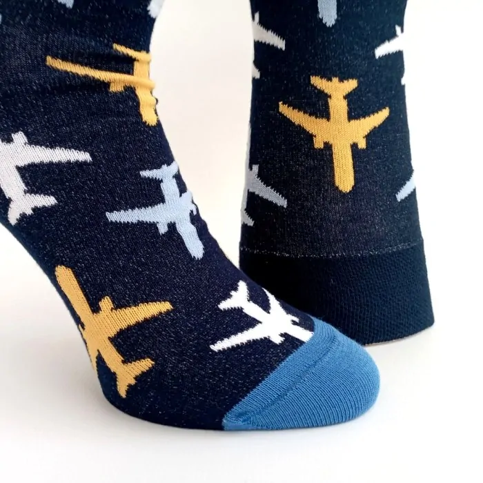 Barevné pánské ponožky s letadly