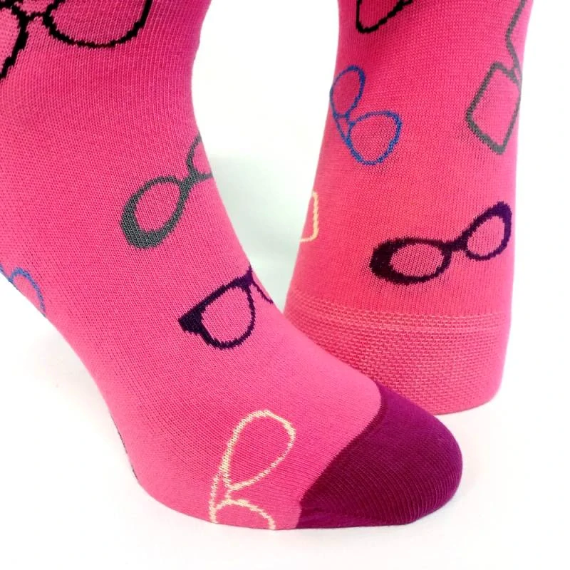 Bavlněné dámské ponožky s barevnými brýlemi