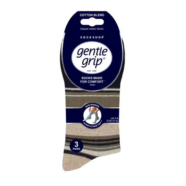 Dámské bavlněné ponožky Gentle Grip® OFFICE PARTY– 3 páry