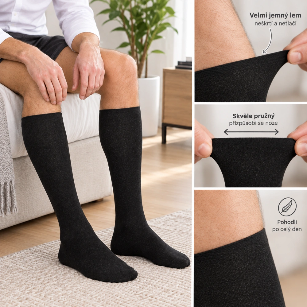 Pánské podkolenky Gentle Grip® – jemný lem | 3 páry
