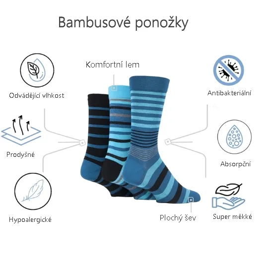 Pánské bambusové ponožky s jemným lemem Gentle Grip