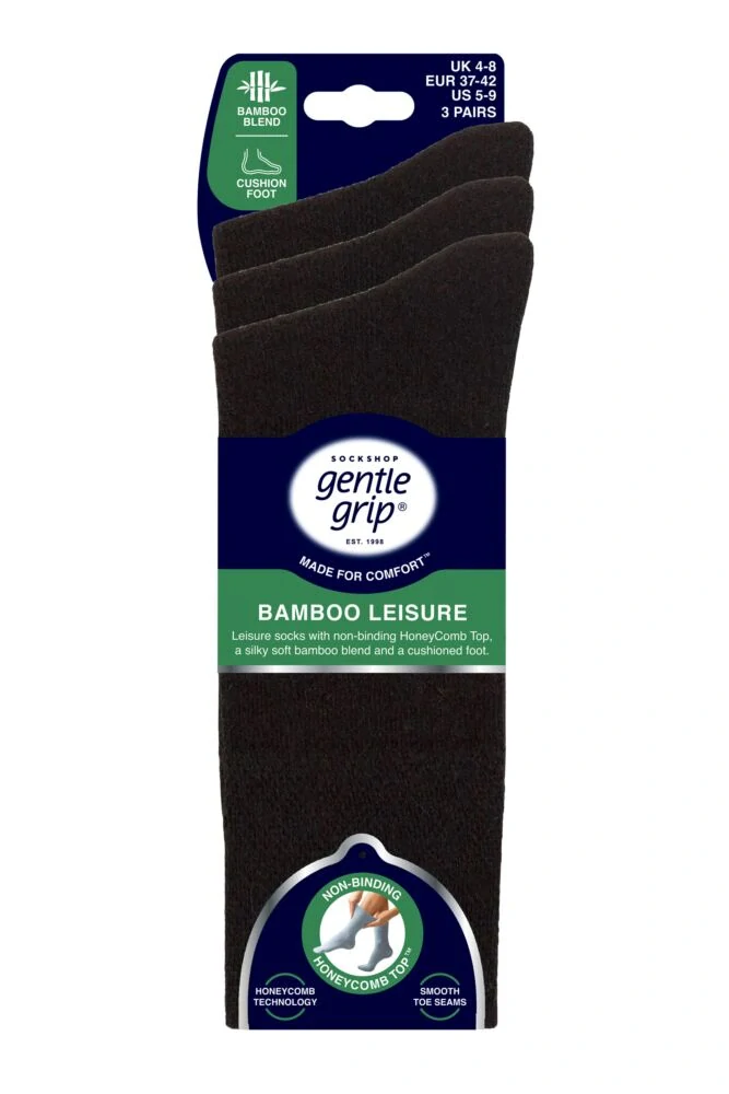 Dámské froté bambusové ponožky Gentle Grip s lemem, který netlačí | 3 páry