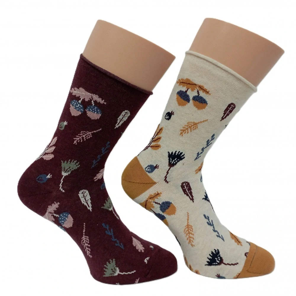 Dámské bavlněné ponožky s ruličkovým lemem