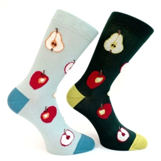 Barevné dámské ponožky HRUŠKY&JABLKA