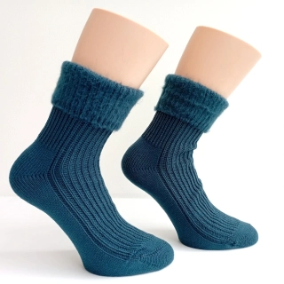 Teplé dámské ponožky s ohrnovacím lemem