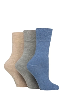 Dámské bambusové froté ponožky Gentle Grip | 3 páry – světle modrá, šedá, béžová