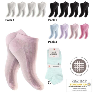 Dámské kotníkové ponožky PIQUE 4 páry/černá, bílá