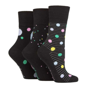 Černé dámské ponožky s barevnými puntíky