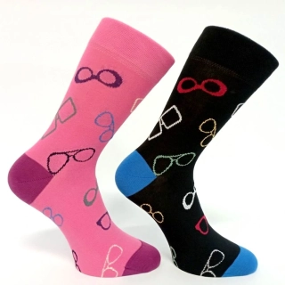 Bavlněné dámské ponožky s barevnými brýlemi